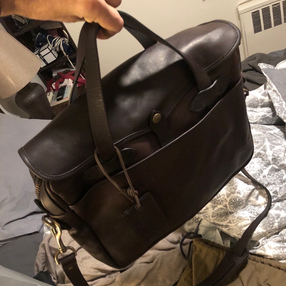Old brown duffel bag.